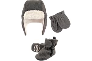Hudson Baby Girls' Trapper Hat, Mitten and Bootie Set