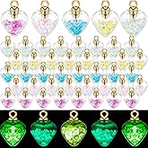 Huquary 60 Pcs Luminous DIY Glass Ball Charm 15 mm Love Heart Charms Pendant Resin Drill Glass Pendants for Jewelry Making Bracelets Earrings Necklaces Arts Craft Supplies, 5 Colors