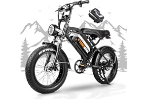 Tamobyke Electric Bike for Adults 1000W Motor, 20'' Fat Tire Double Suspension Ebike 48V 15AH Removable Battery 28MPH & up to 37 Miles, 7 Speed Electric Bicycle for Off Road Snow Beach Mountain