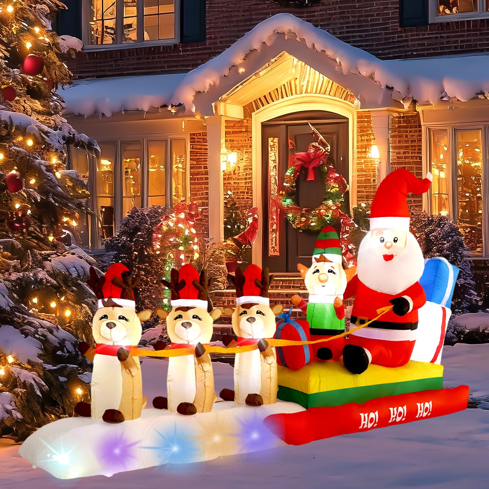 View 1 of ***MISSING PARTS***
InfleasJoiy 10FT Three Elks Pulling Santa Claus on a Sleigh Christmas Decoration with Built-in LED Lights, Christmas Outdoor Inflatable Decoration for Lawns, Yards, Gardens, and Patios