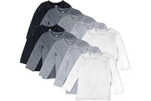 HonestBaby 10-Pack Long Sleeve T Shirts 100% Organic Cotton for Toddler, Boys, Girls
