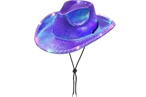 WOOH Cowboy Hat for Women,Party Cowgirl Hats Women,Colored Light Up Cowboy Hat for Halloween Costumes