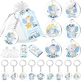 Kigeli 36 Set Baby Shower Favors Elephant Acrylic Keychains Elephant Party Return Gifts for Guests Thank You Tags for Gender Reveal Birthday(Blue)