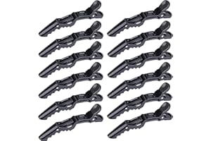 HH&LL 12pcs Hair clips for Styling – Wide Teeth & Double-Hinged Design – Alligator Styling Sectioning Clips of Professional Hair Salon Quality (Black without Logo)