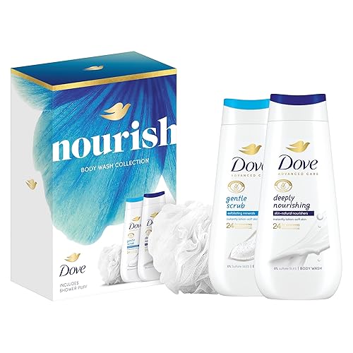 Dove Nourish Duo Gift Set 2 body washes and a shower puff perfect for any occasion 2 piece
