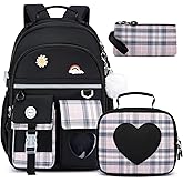 ZUBOND Kids Backpack for Girls and Boys, Cute School Backpack with Lunch Bag & Pen Case, Bookbag Set for Girls Children Teens for Elementary Middle High School Student Ages 3-15