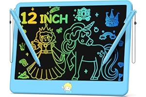 Hockvill LCD Writing Tablet for Kids 12 Inch, Toys for Boys Girls Drawing Pad for 3 4 5 6 7 Year Old Kids Toys, Toddler Erasable Doodle Board Travel Essentials, Children’s Day Gift for Kids - Blue