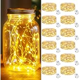 kolpop 12 Pack Fairy Lights Battery Operated, Twinkle Mini String Lights | Warm White, 3 Modes, 7Ft/20 LED, Waterproof, for DIY Crafts Xmas Mason Jars Wedding Party Table Centerpiece Decoration