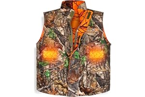 GUGULUZA Camo and Orange Reversible Heated Vest for Hunting, Lightweight Heating Game Safety Vest for Hiking