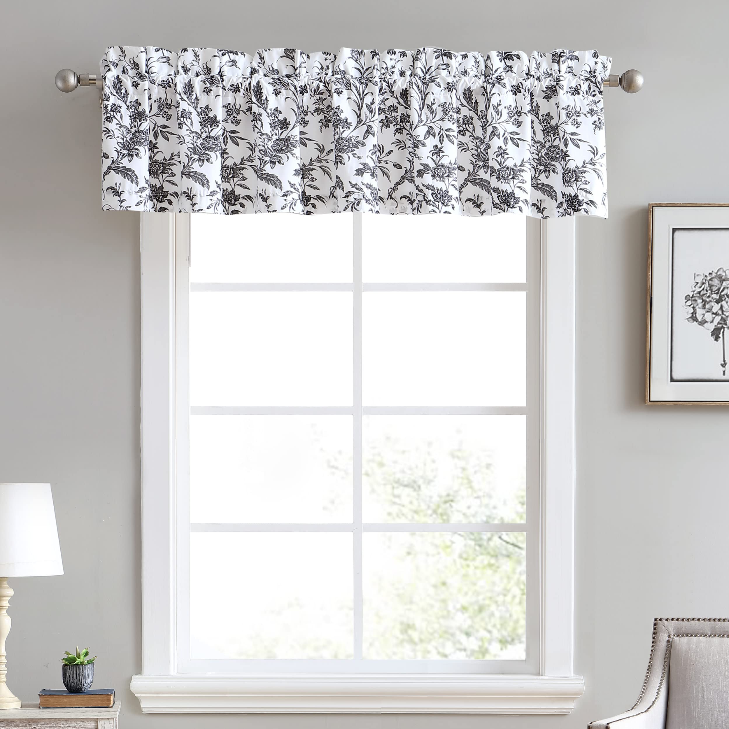 Laura Ashley Home Amberley Valance, Black 86" X 15"