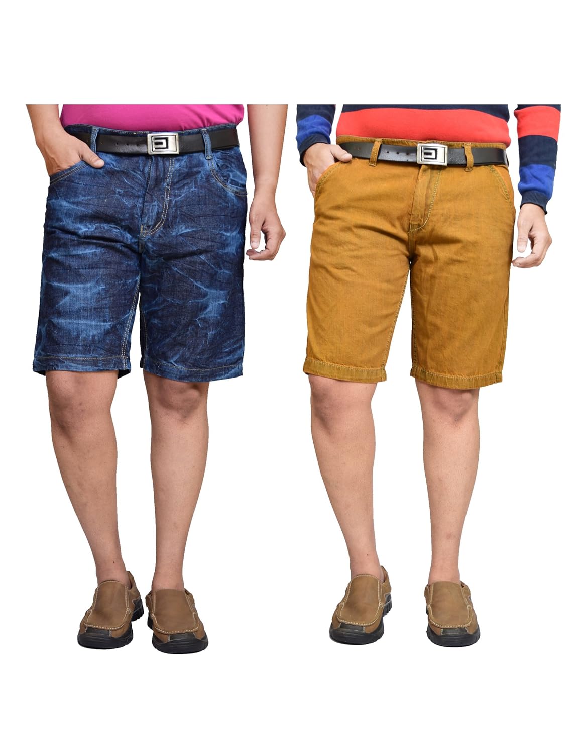 mens yellow denim shorts