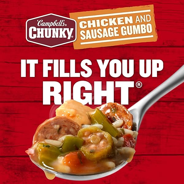 CAMPBELL’S CHUNKY SOUP, CHICKEN AND SAUSAGE GUMBO, 18.8 OZ CAN (CASE OF 12)