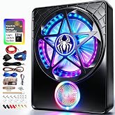 SCBPAUD 10" Under Seat Subwoofer with Amp 3000W Slim Powered Car Audio | 3-Way Full Range Sound with RGB Beat Sync LED, Bass Boost, Low Pass Filter, Plug &amp; Play Design for Trucks SUVs and Cars