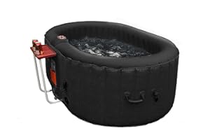 ALEKO Inflatable Hot Tub Spa | Personal High Powered Jetted Bubble | with Drink Tray, Fitted Cover and 3 Filter Cartridges | 145 Gallon | 2 Person | Oval | Black | HTIO2BKBK
