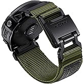 Bandletic Tactical Bands for Garmin Fenix 6X Pro Band, Quick Fit 26mm Watch Band Compatible with Fenix 8 51mm/7X/7X Pro/6X/5X/5X Plus/3/3 HR/Instinct 2X/Tactix/Enduro/Descent/Epix Pro 51mm, Army Green