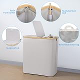 efluky 140L Laundry Baskets with Lid Dual Compartments Light Grey view 2