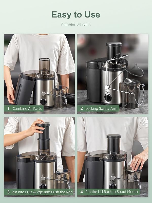 Zentrifugal Entsafter 500W, 76mm Einfüllöffnung, Edelstahl Dual-Speed