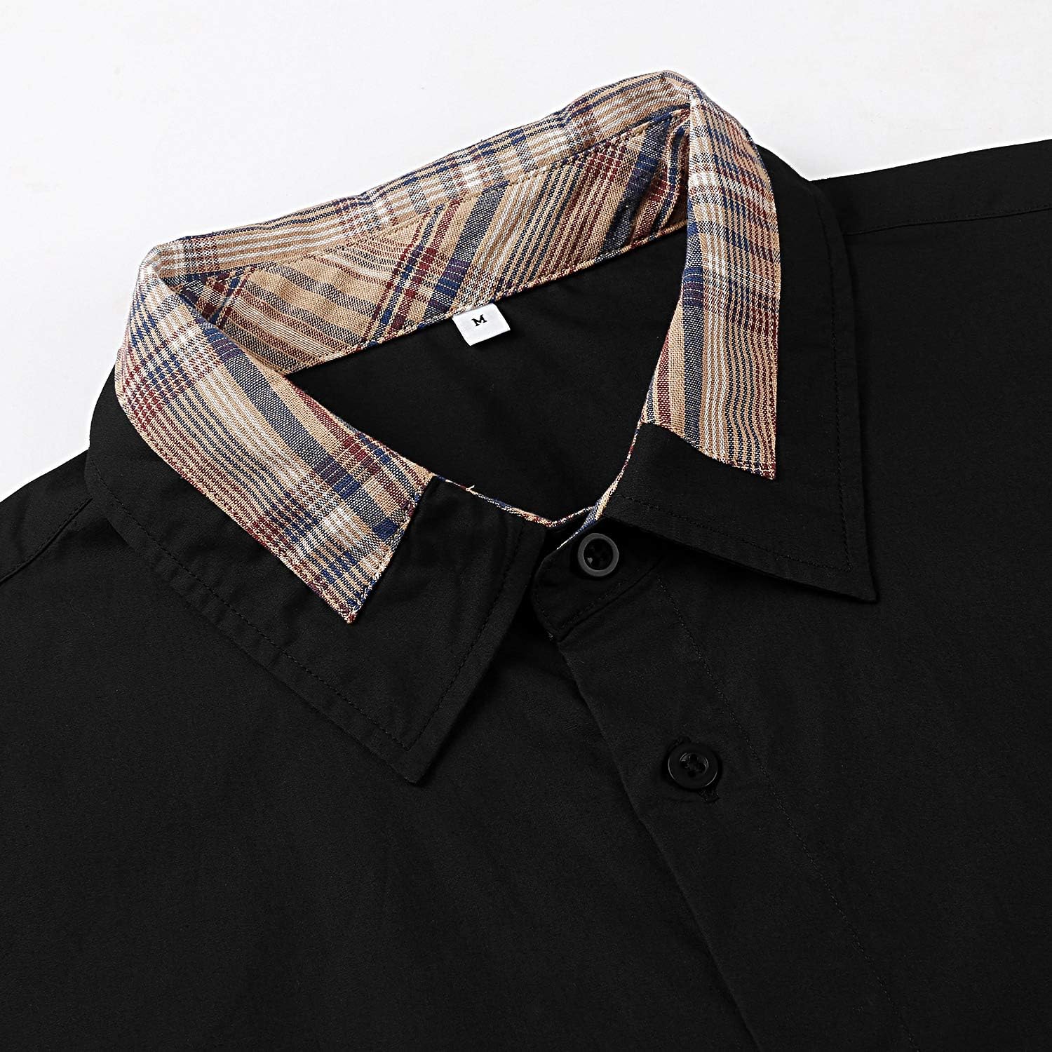 LecGee Men's Cotton Casual Long Sleeve Dress Shirt Plaid Collar Regular Fit Button Down Shirts at  Men’s Clothing store