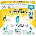 Tidy Cats Free & Clean Cat Litter, LightWeight Unscented Multi-Cat - 5.44 kg Box