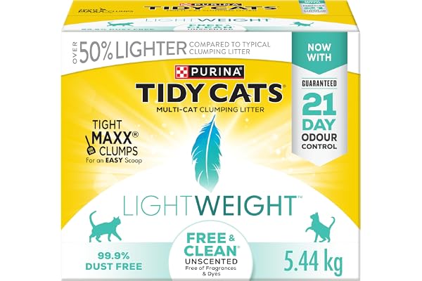 Tidy Cats Free & Clean Cat Litter, LightWeight Unscented Multi-Cat - 5.44 kg Box