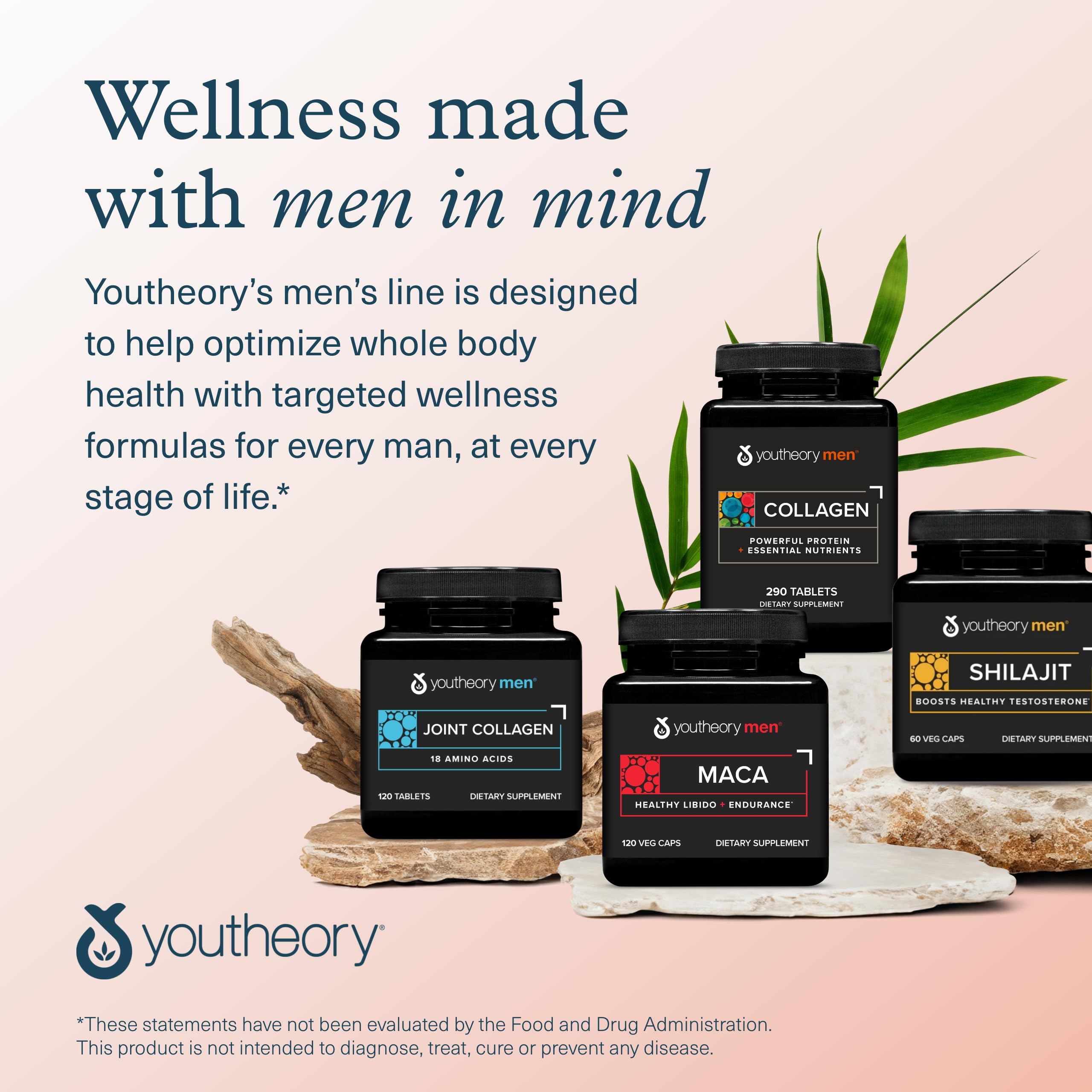Youtheory Men's Collagen - 5,000 mg Collagen - Daily Supplement for Men - for Hair & Skin Support* - Gluten, Soy & Dairy Free - 290 Tablets