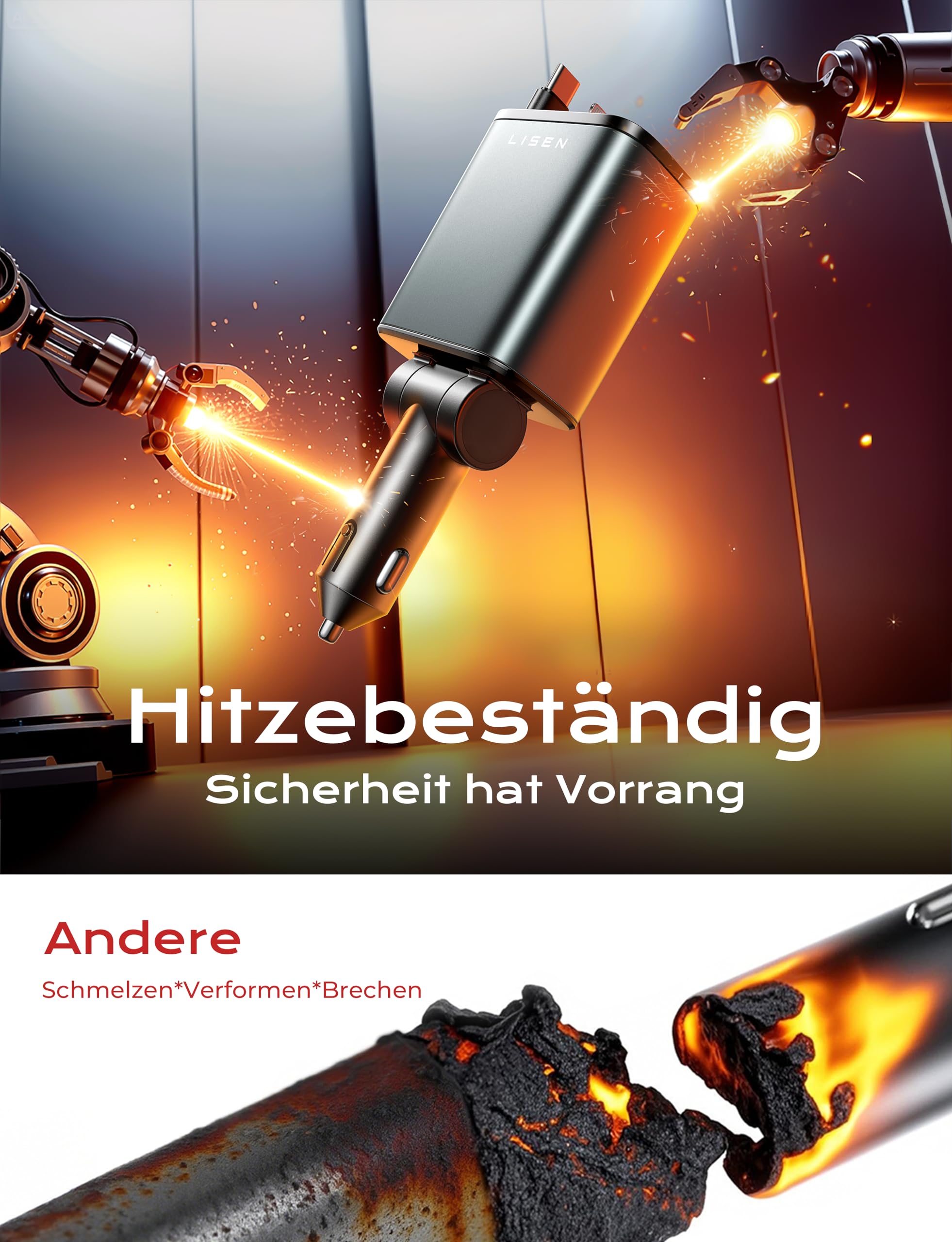 LISEN 84W Zigarettenanzünder USB C Einziehbares Auto SchnellLadegerät Adapter - 2026 Personalisierte Geschenke für Männer Frauen, Auto Zubehör Innenraum Organizer Camping Gadgets für iPhone & Android 5