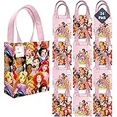 Disney Princess Party Favor Bag Set – 24 Pack of 8" Disney Princess Party Goodie Bags for Kids Bulk Reusable Totes | Princess Birthday Party Supplies