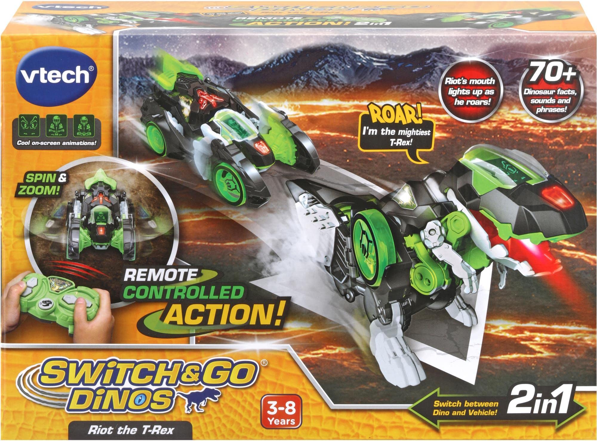 VTech Switch and Go Dinos Riot the T-Rex, Green, 1 Count (Pack of 1) — image 1