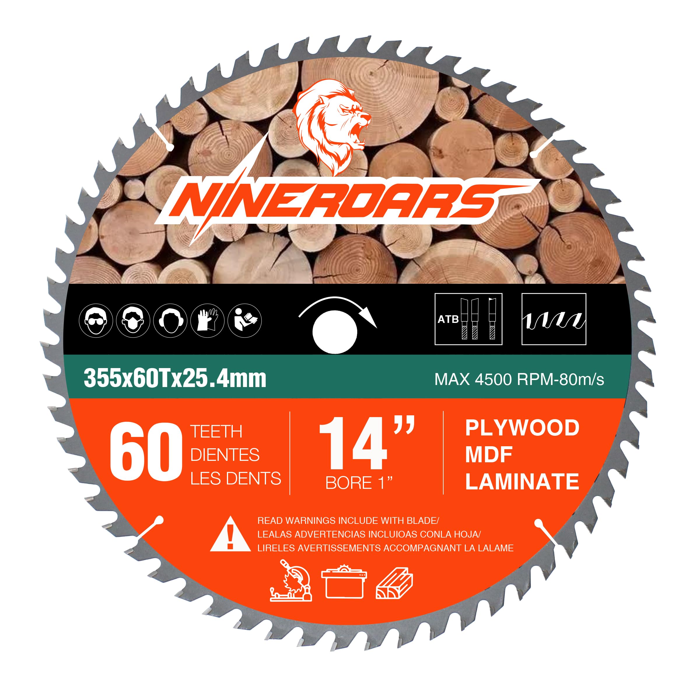 Photo 1 of 14 Inch 60 Tooth Carbide Saw Blade for Wood, Fast Cutting Circular Saw Blade, Carbide Tipped Teeth for Hardwood & Softwood, Plywood, Laminate,Plastic and Composite Materials