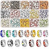 shynek 1200 Pieces Rondelle Spacer Beads for Jewelry Making, 6mm Rhinestone Spacer Beads Crystal Bead Spacers for Bracelets, Focal Beads for Pen, 15 Colors
