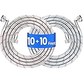 SPUREST Washing Machine Hoses (10 FT, 2Pack) - Food grade PEX Inner Tube, Stainless Steel Braided Wire, 90 Degree Elbow, Hot 