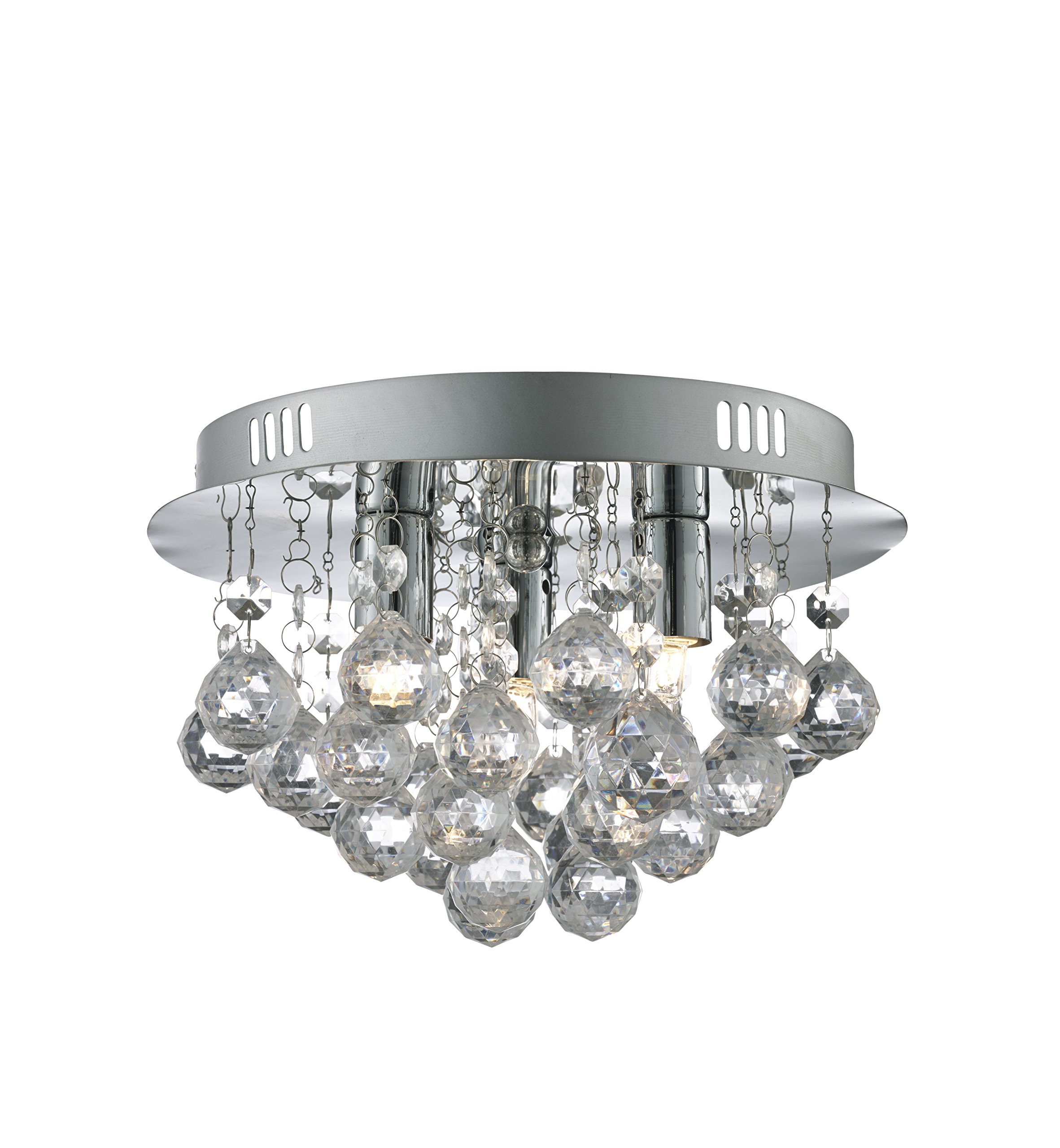 Lighting Collection Contemporary G9 3 Lights Flush Ceiling Fitting with Clear Acrylic Droplets, Chrome