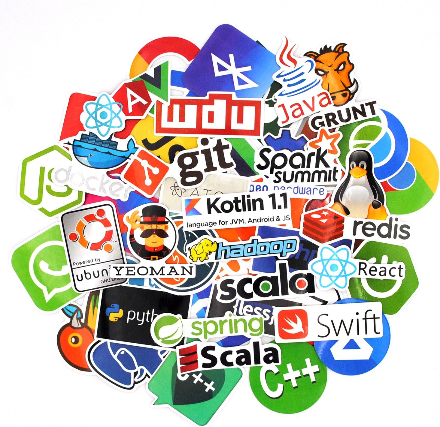 ZONTOR 50pcs Cool Stickers of Open Source Programming Language Series,IT Logo,C++,Python,Linux,Swift,for Geeks,Engineers,Hackers,Geeks,Coders