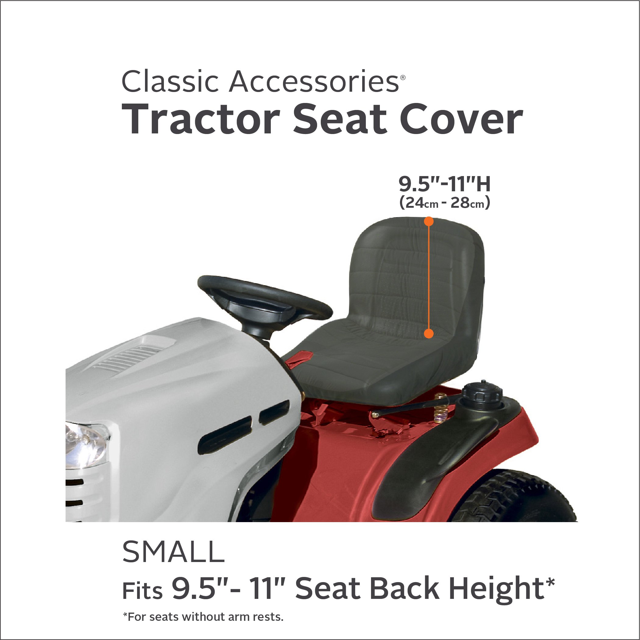 Classic Accessories Deluxe Tractor Seat Cover, Small, Dk Grey with