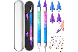 Tatuo 2 Pcs Nail Rhinestone Picker Tool Dual Ended Wax Pen Gem Picker Tool Dotting Pen for Nail Art DIY Rhinestones Dotting Gems Stones Crystals and Charms(Gradient Blue Purple)