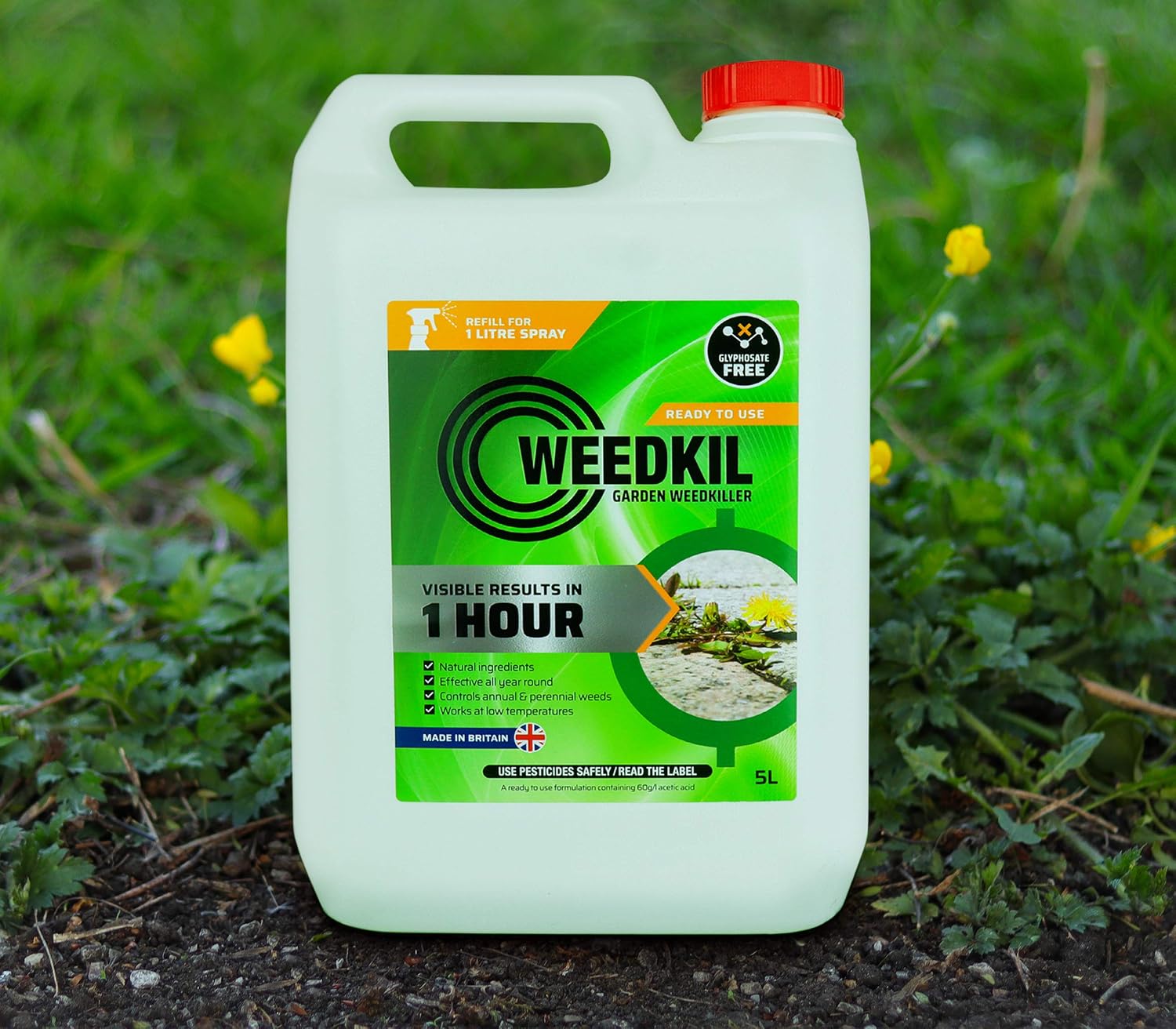 WeedKil Pet Friendly Weed Killer 5L- Child & Home Friendly | Glyphosate Free - Organic, Natural Ingredients | Effective Within 24 Hours, All Year Round - Image 3
