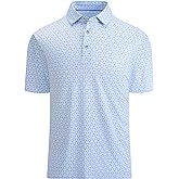 Esabel.C Golf Shirts for Men Dry Fit Performance Short Sleeve Print Moisture Wicking Collared Shirt