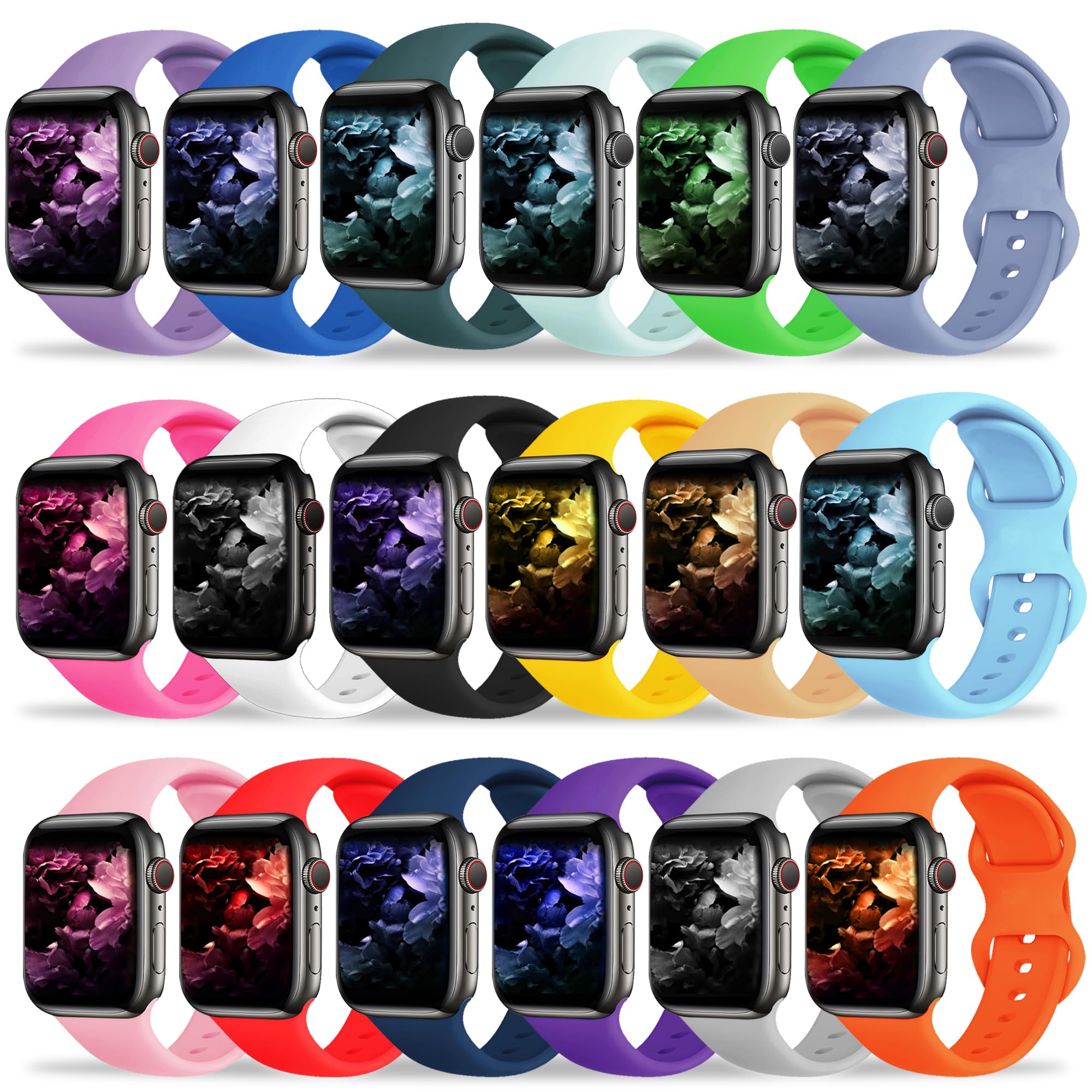 Kounlsyam 18 Pack Bands Compatible with Apple Watch Band 42mm 41mm 40mm 38mm for Women Men, Sport Silicone Breathable Strap for iWatch Series Ultra 11 10 9 8 SE 7 6 5 4 3 2 1