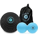 Massage Ball Set - Includes 5" Deep Tissue Massage Ball and Peanut Double Lacrosse Ball - for Trigger Point Therapy, Myofascial Release, Muscle Knots, Yoga, Crossfit, Self Massage, and Mobility WOD