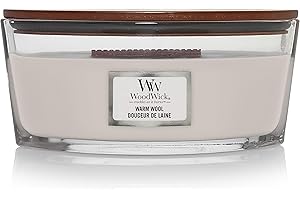 Woodwick Ellipse Scented Candle, Warm Wool, 16oz., Up to 50 Hours Burn Time, Fall Candle with Crackling Wick for Smooth Burn, Soy Wax Blend