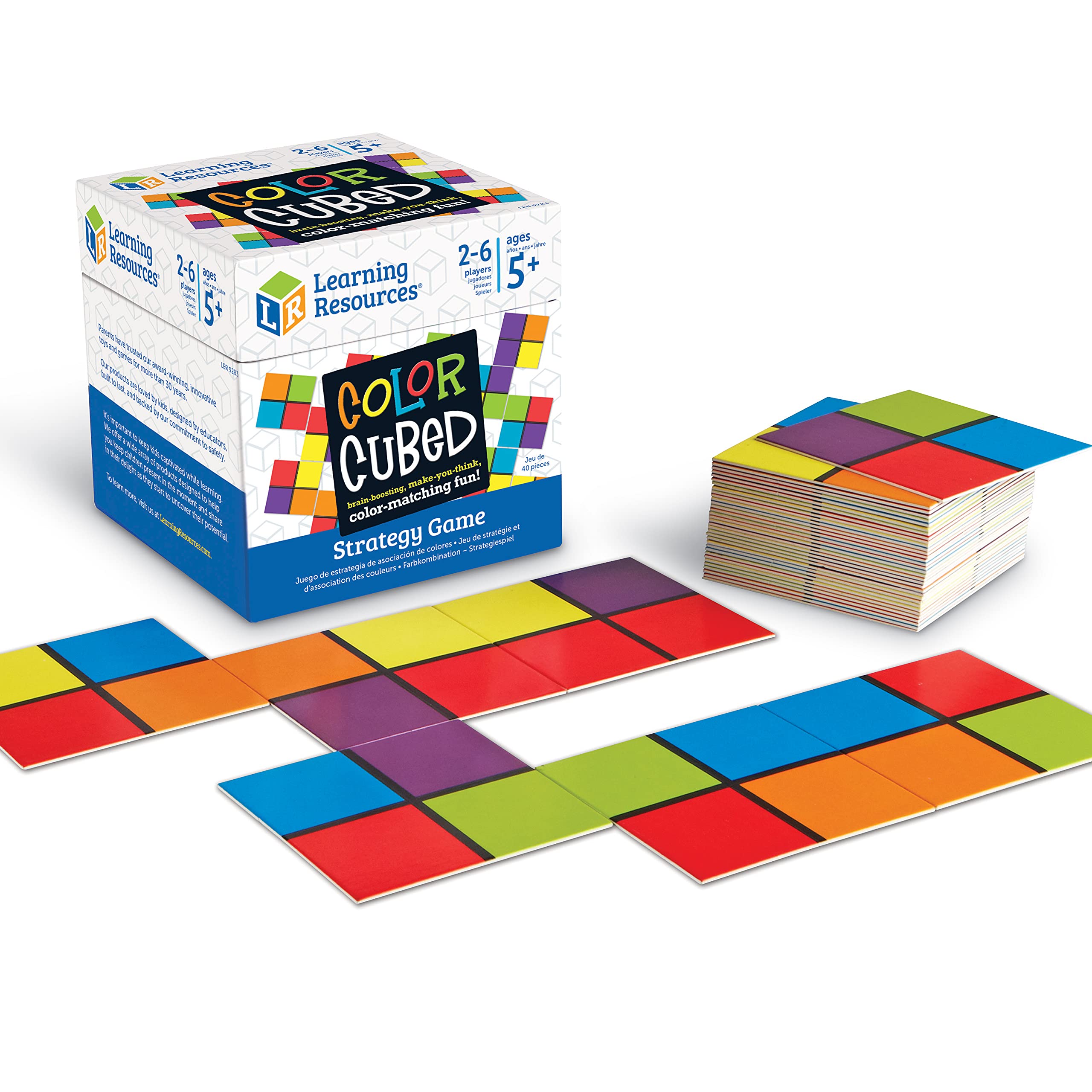 Learning Resources Juego de estrategia en cubos de colores, combinación para estimular el cerebro de 2 a 6 jugadores, 40 piezas, a partir de 5 años