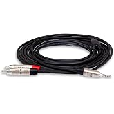 Hosa HMR-010Y REAN 3.5 mm TRS to Dual RCA Pro Stereo Breakout Cable, 10 Feet