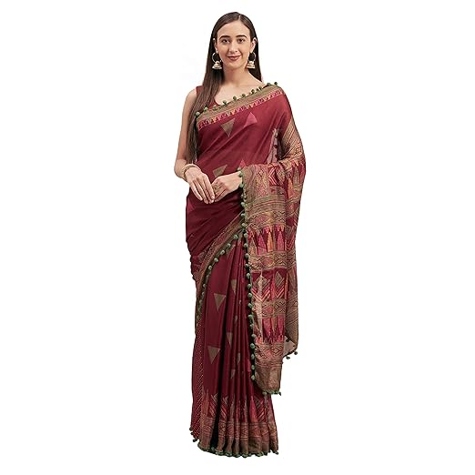 Womanista cotton with blouse piece Saree (TI1243_ Magenta_ Onesize)