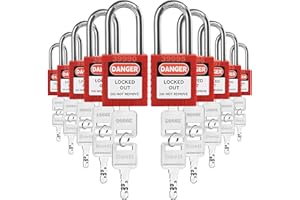 Boviisky Lockout Tagout Locks Set - 10 Red Lockout Tagout Safety Padlock Keyed Different, 2 Keys Per Lock, OSHA Compliant Loto Locks for Lock Out Tag Out Stations and Devices