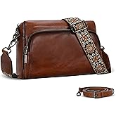 Iswee Leather Crossbody Purses for Women Shoulder Handbags with Pockets Satchel Purse Stylish Cross Body Bag for Travel