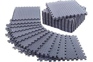 OUR MODERN SPACE 24 Pack, 96 SQFT - 24" x 24" - 1/2" Extra Thick Floor Exercise Mat for Home Gym or Floor Padding - High-Density EVA Interlocking Foam Floor Tiles for Gym Equipment, Play Area | Yoga, Cardio, Weights