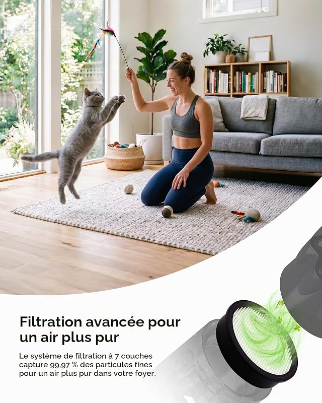 Aspirateur Balai sans Fil 55kPa/550W/60min Tapis Poils Sols Durs — photo 8 sur 8