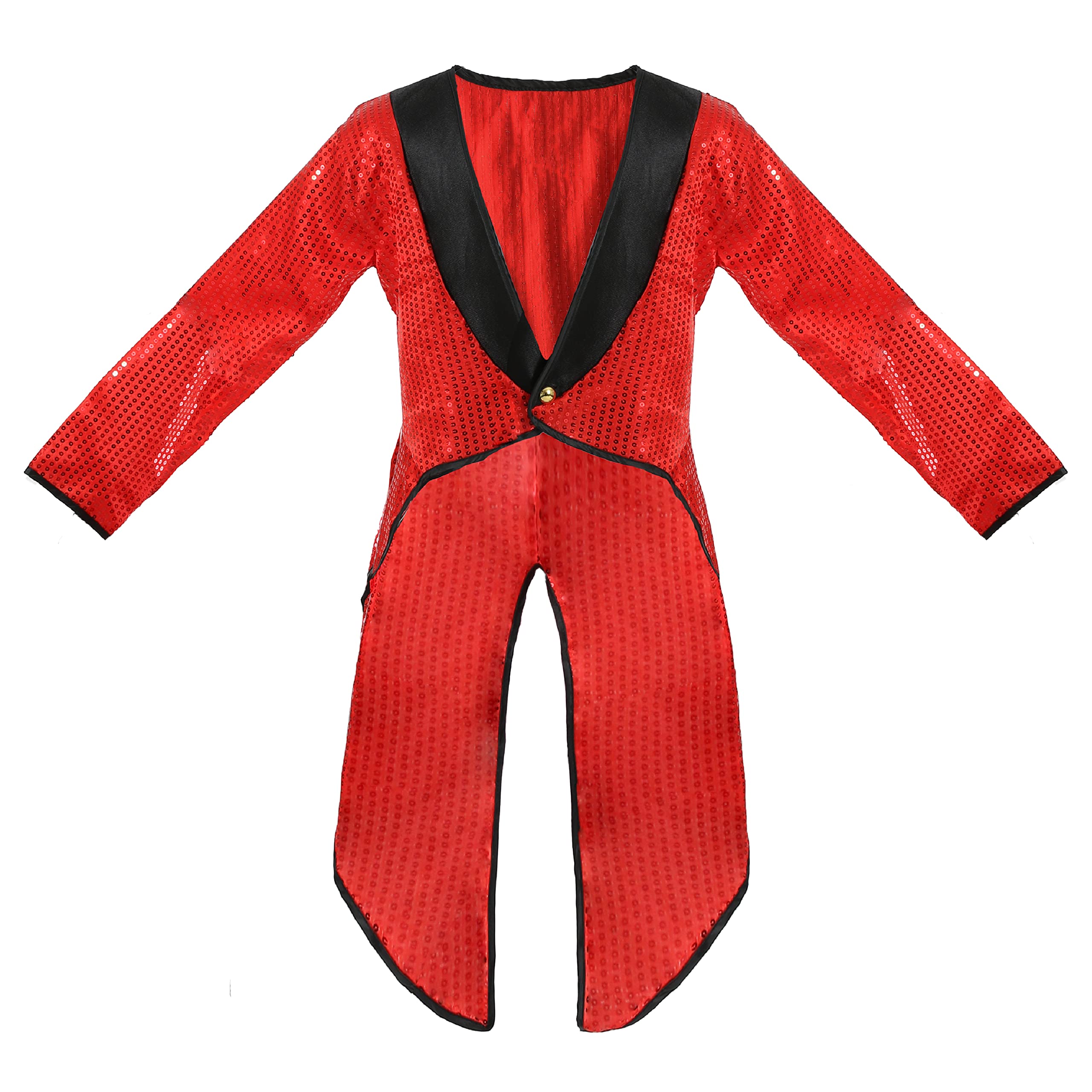 Adults Red Sequin Tailcoat Fancy Dress - XLarge - Long Tailed Jacket with Red Sequins and Black Lapels - Perfect for Charity Events, Dance Shows, Performances and Other Fancy Dress Events