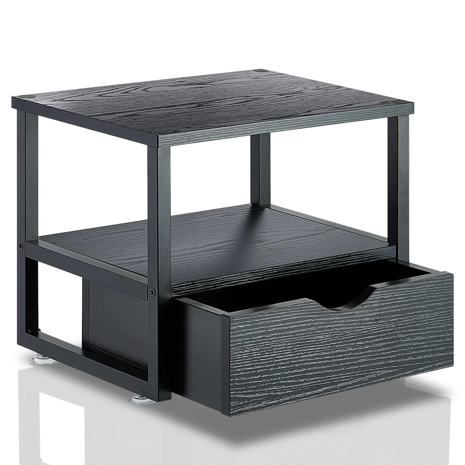 Photo 1 of jarrvz 2 Tier Desktop Printer Stand,Printer Stand with Drawers, Shelf for Top of Desk ?Multi-Purpose Desk Organizer for Home Office, Fit Fax Machine, Scanner,Blakc