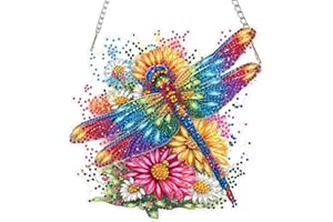 Lxmsja Rainbow Dragonfly Diamond Painting Ornament Kits, DIY 5D Double-Sided Colorful Flowers Diamond Art Kits for Adults, Ac